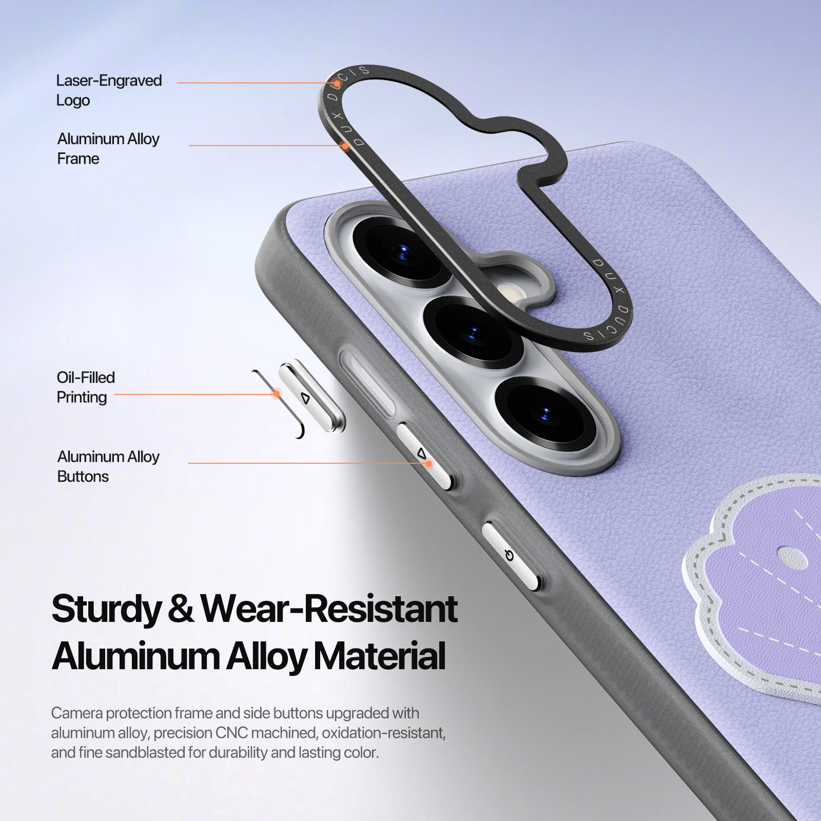 Samsung Galaxy S26 PU-leren backcover - 360° Ringhouder - Schelp/Lila