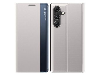 Casety Samsung Galaxy S26 Plus - PU-Leren Window view cover hoes - Zilver