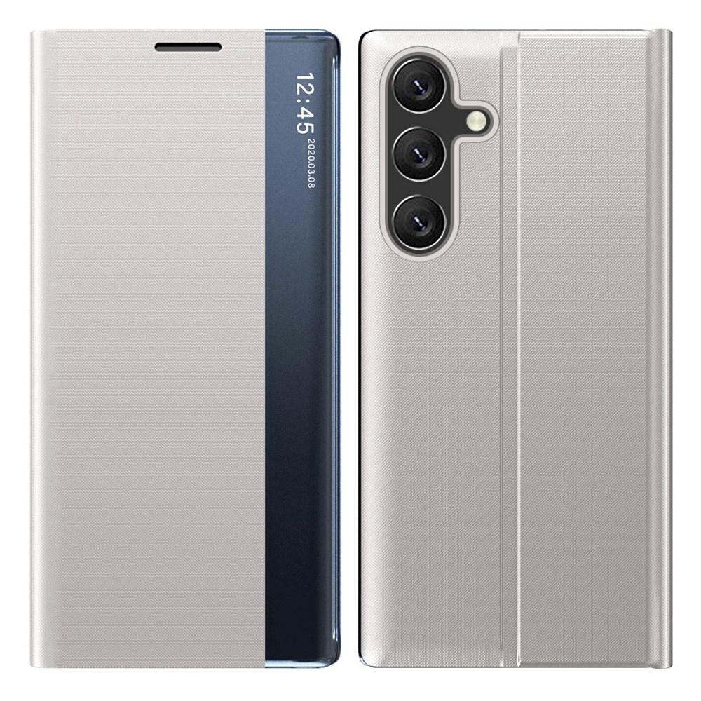 Samsung Galaxy S26 Plus PU-Leren Window view cover hoes - Smart Notificatie Venster - Standaardfunctie - Magnetische Sluiting - Zilver