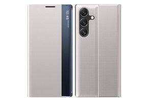 Casety Samsung Galaxy S26 Ultra - PU-Leren Window view cover hoes - Zilver