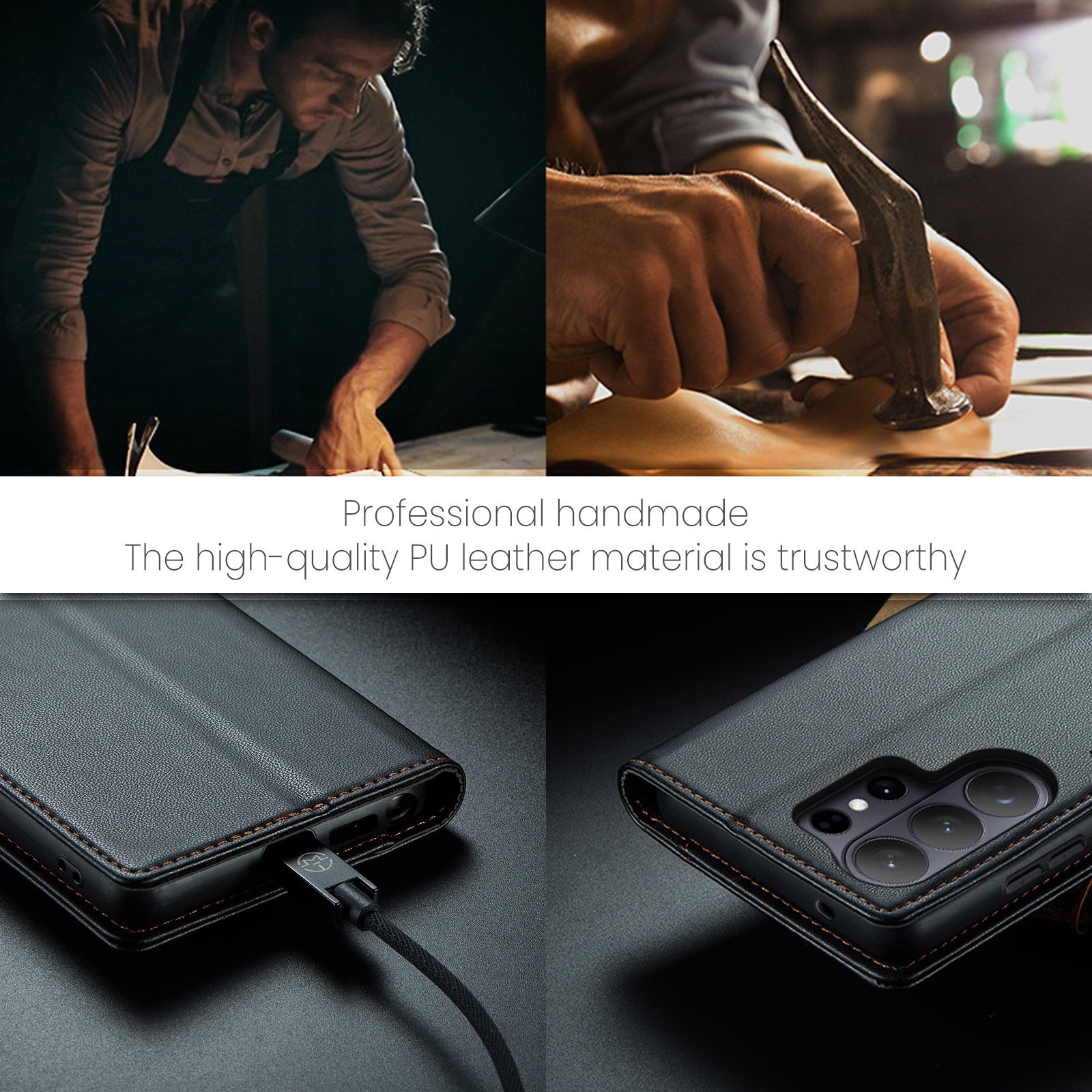 Samsung Galaxy S26 Ultra Bookcase - Luxe PU-Leren Bookcase - RFID-Blokkering - 3 Pasjeshouder - Standaardfunctie - Zwart