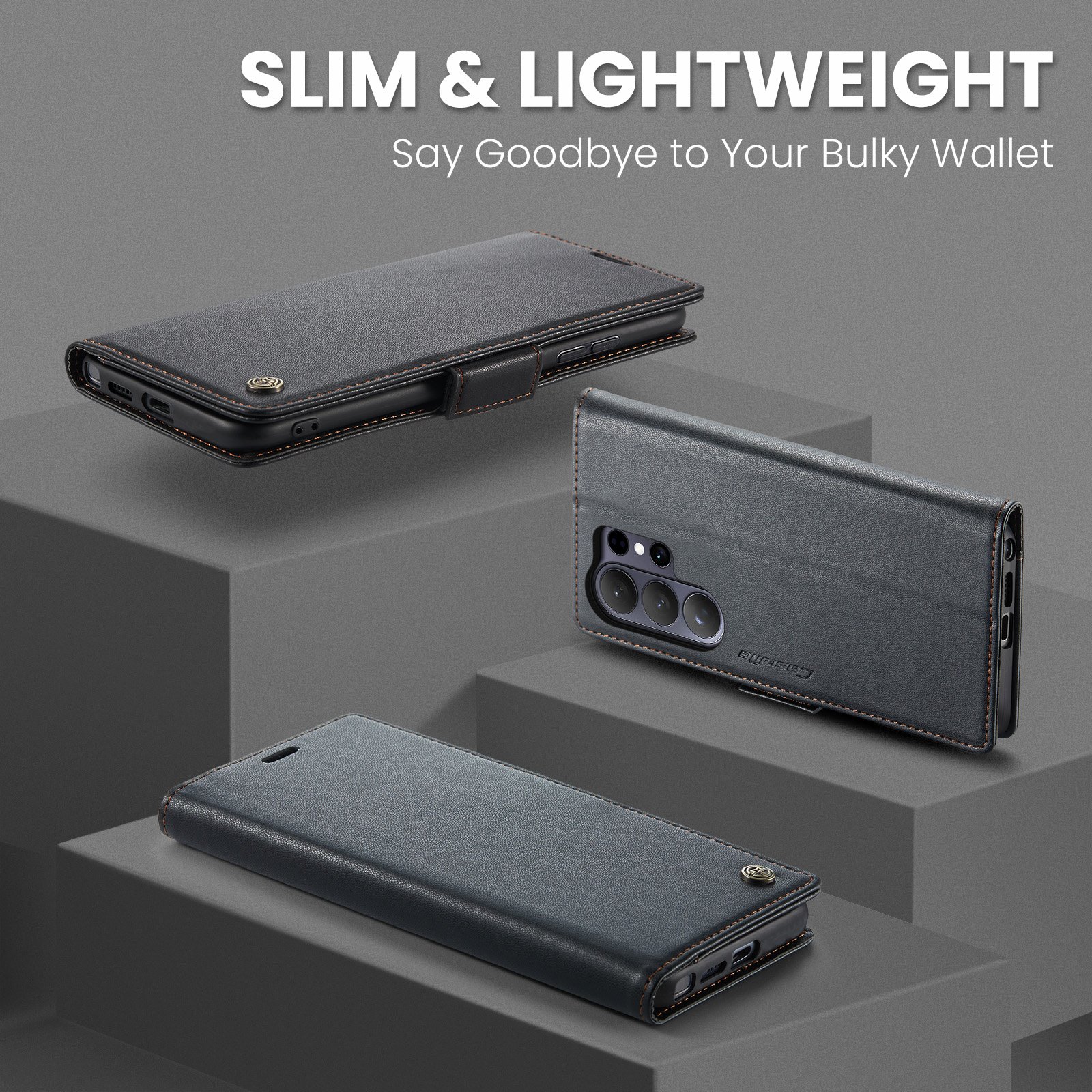 Samsung Galaxy S26 Ultra Bookcase - Luxe PU-Leren Bookcase - RFID-Blokkering - 3 Pasjeshouder - Standaardfunctie - Zwart