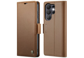 CaseMe Samsung Galaxy S26 Ultra PU-leren bookcase stand hoes - Bruin