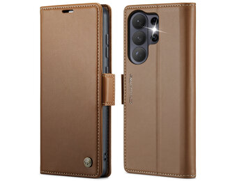 CaseMe Samsung Galaxy S26 Ultra PU-leren bookcase stand hoes - Bruin