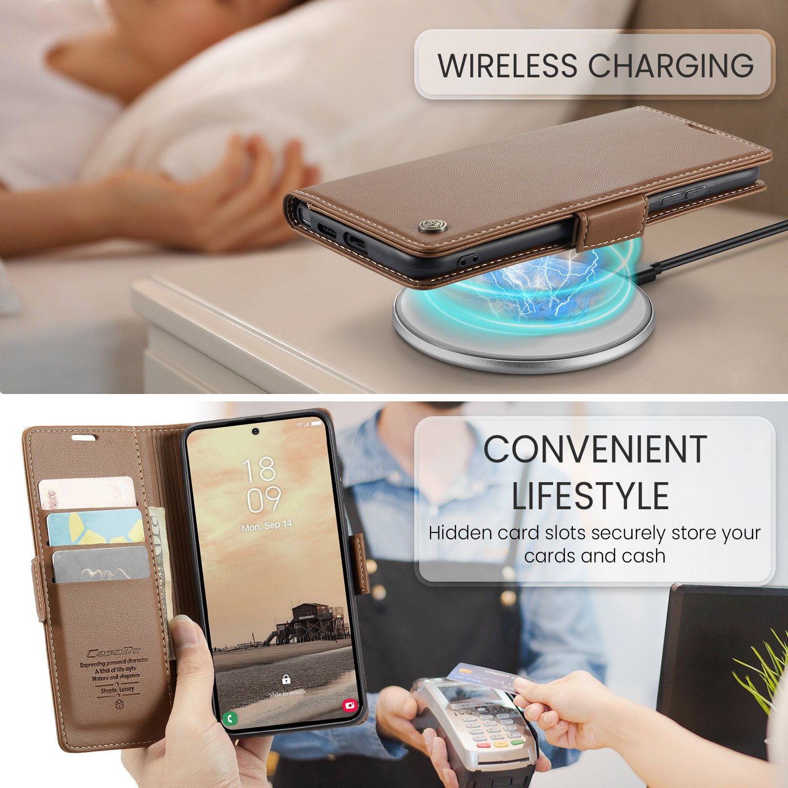 Samsung Galaxy S26 Ultra Bookcase - Luxe PU-Leren Bookcase - RFID-Blokkering - 3 Pasjeshouder - Standaardfunctie - Bruin