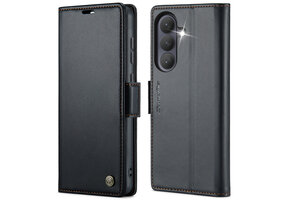 CaseMe Samsung Galaxy S26 Plus PU-leren bookcase stand hoes - Zwart