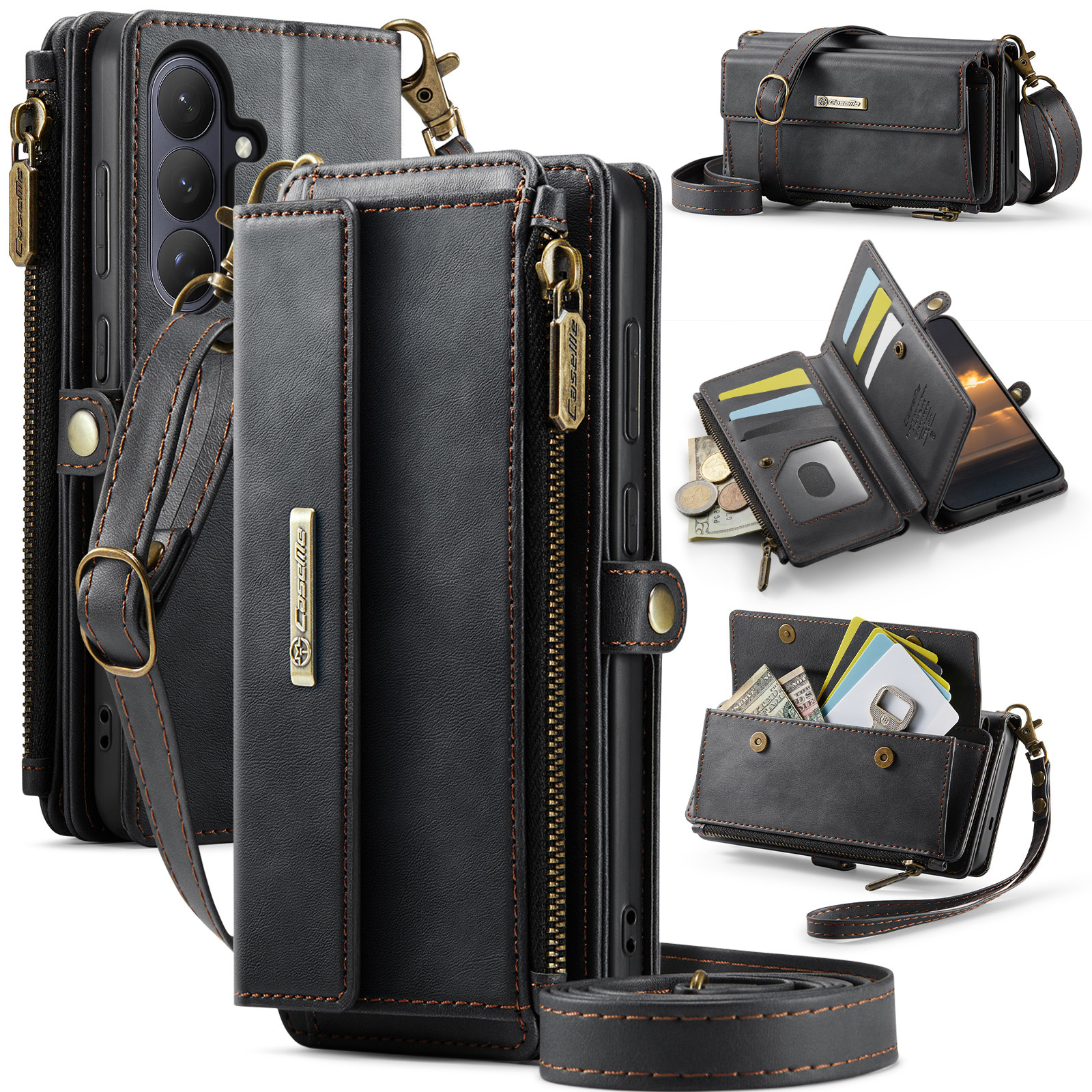 Caseme Samsung Galaxy S26 hoesje - portemonnee tasje - Zwart