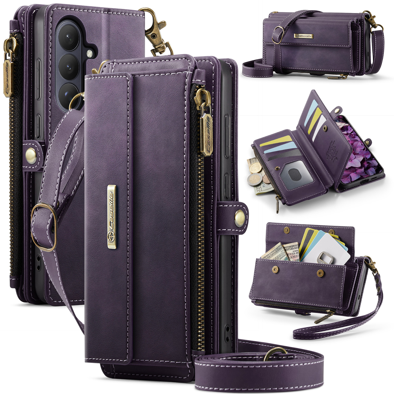 Caseme Samsung Galaxy S26 hoesje - portemonnee tasje - Paars