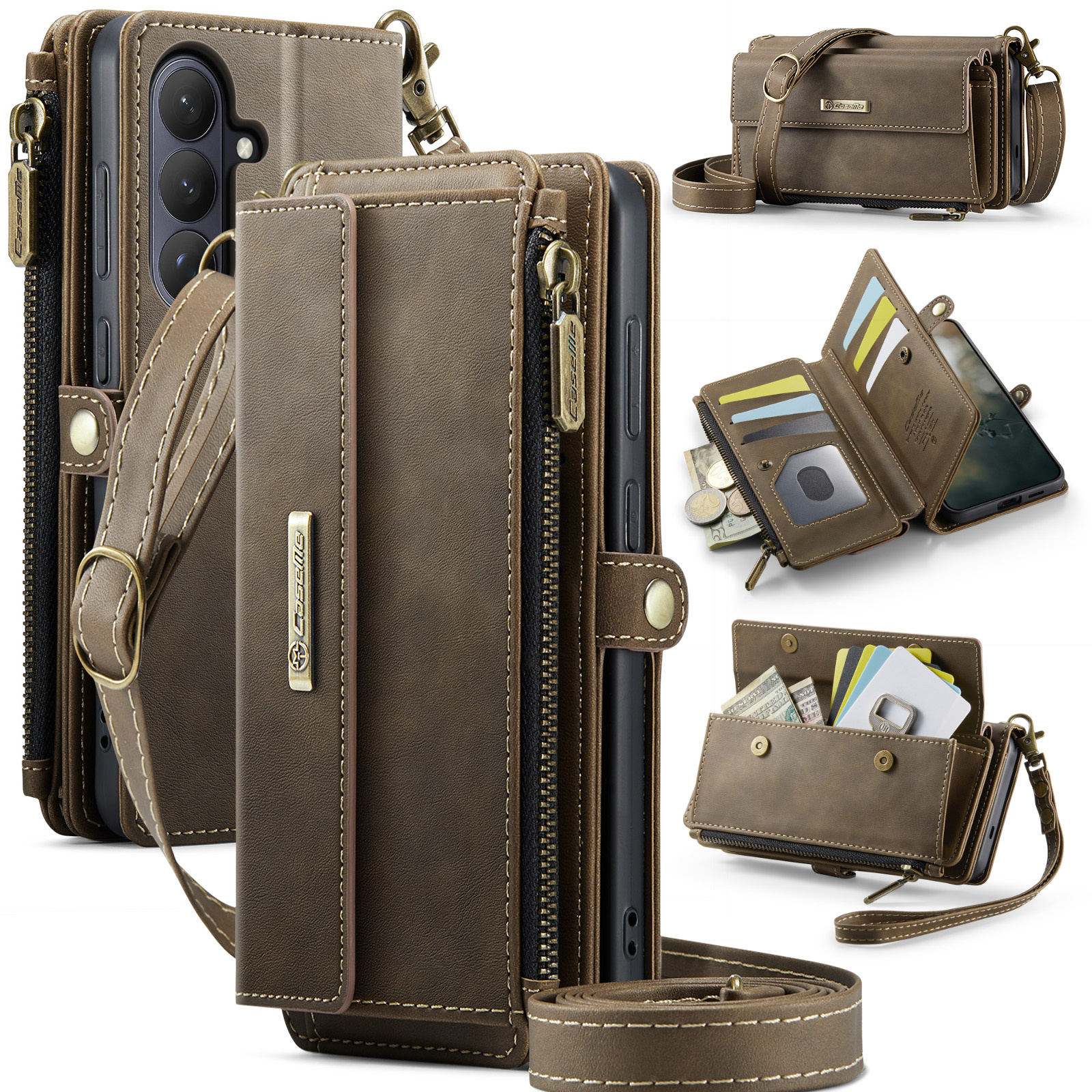 Caseme Samsung Galaxy S26 Plus hoesje - portemonnee tasje - Bruin