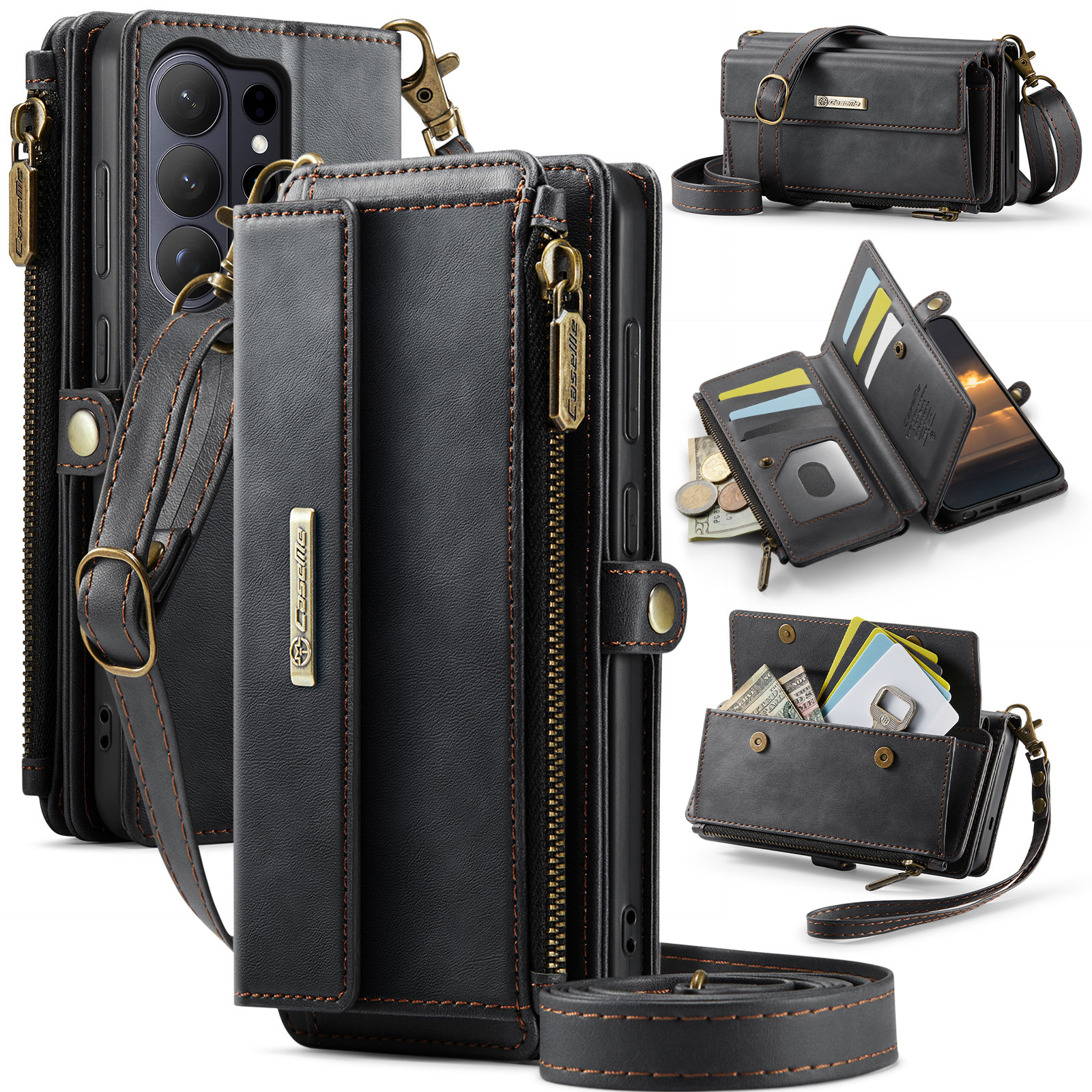 Caseme Samsung Galaxy S26 Ultra hoesje - portemonnee tasje - Zwart