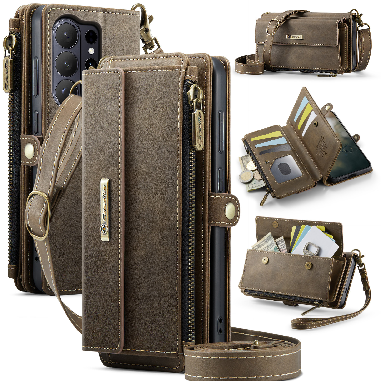 Caseme Samsung Galaxy S26 Ultra hoesje - portemonnee tasje - Bruin