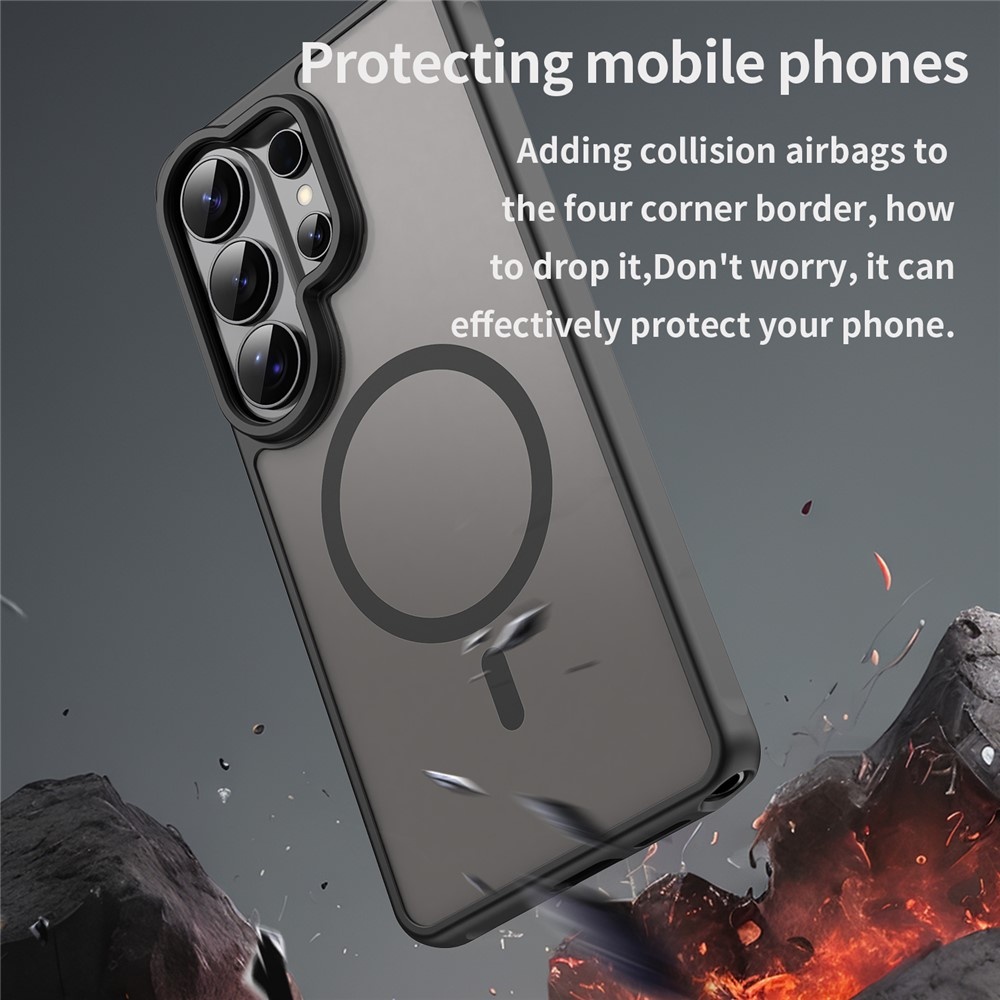 Samsung Galaxy S26 Ultra backcover hoesje - Magnetic Case met MagSafe Ondersteuning - Schokbestendig PC + TPU - Camera Bescherming - Zwart