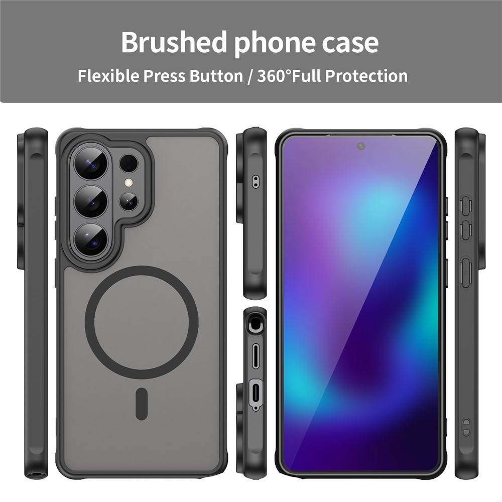 Samsung Galaxy S26 Ultra backcover hoesje - Magnetic Case met MagSafe Ondersteuning - Schokbestendig PC + TPU - Camera Bescherming - Zwart