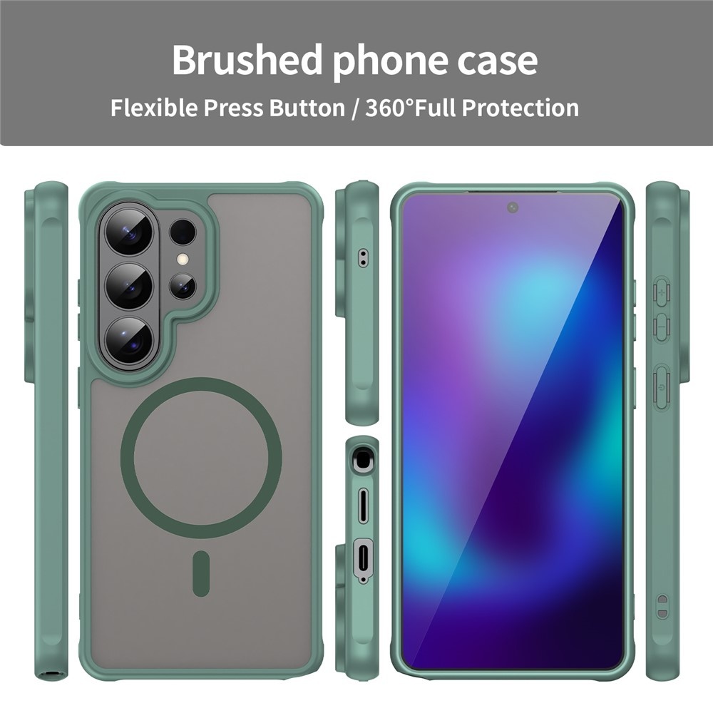 Samsung Galaxy S26 Ultra backcover hoesje - Magnetic Case met MagSafe Ondersteuning - Schokbestendig PC + TPU - Camera Bescherming - Groen