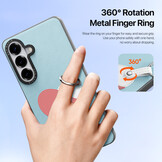 Samsung Galaxy S26 Ultra PU-leren backcover - 360° Ringhouder - Harten/Lichtblauw