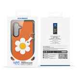 Samsung Galaxy S26 Ultra PU-leren backcover - 360° Ringhouder - Madeliefje/Oranje