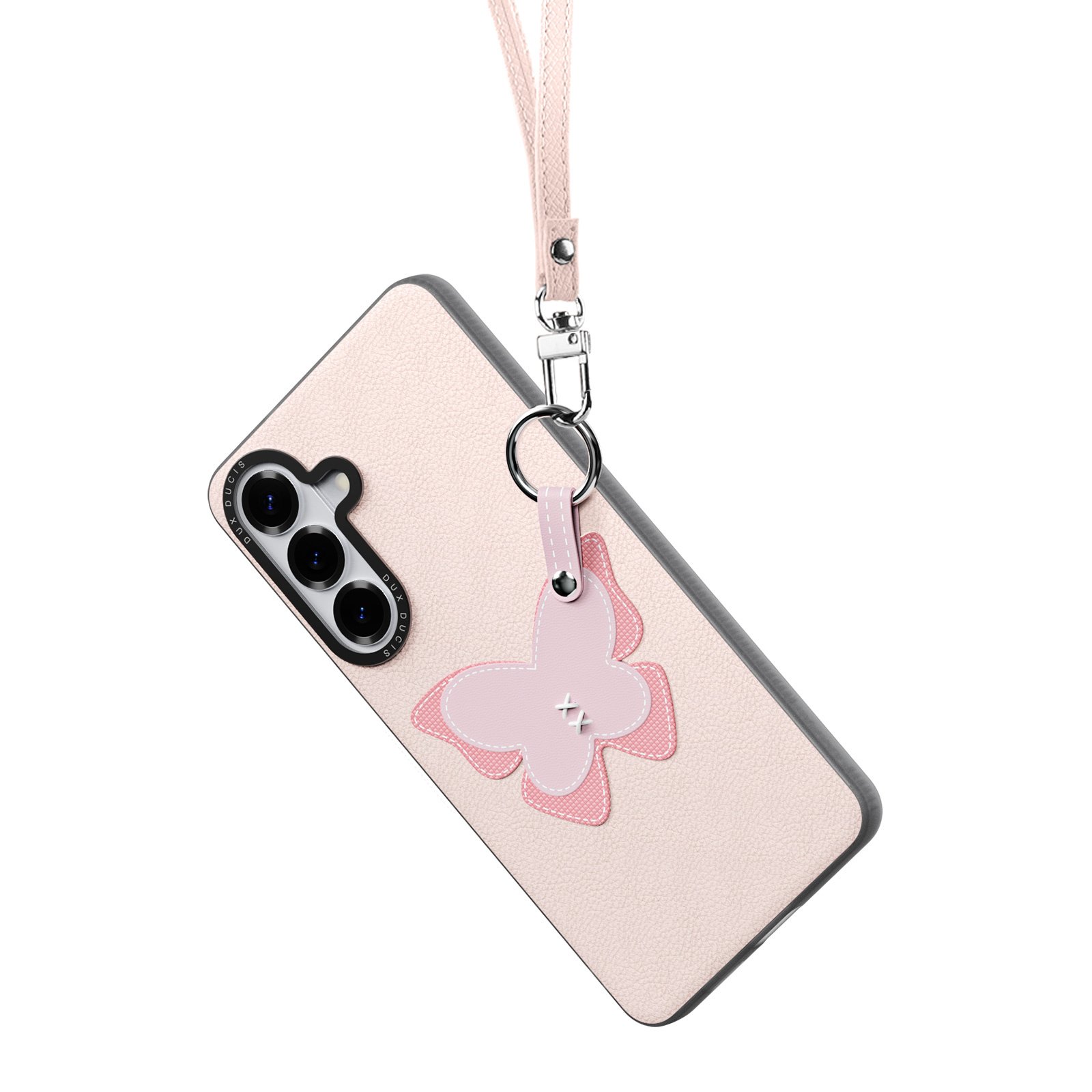 Samsung Galaxy S26 Ultra PU-leren backcover - 360° Ringhouder - Vlinder/Lichtroze