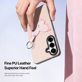 Samsung Galaxy S26 Ultra PU-leren backcover - 360° Ringhouder - Vlinder/Lichtroze