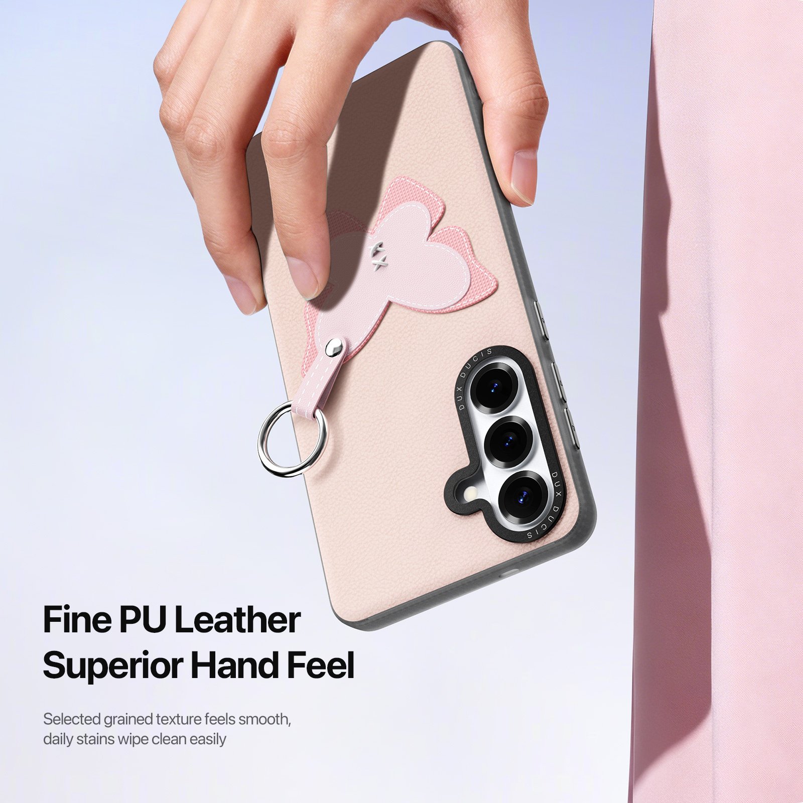 Samsung Galaxy S26 Ultra PU-leren backcover - 360° Ringhouder - Vlinder/Lichtroze