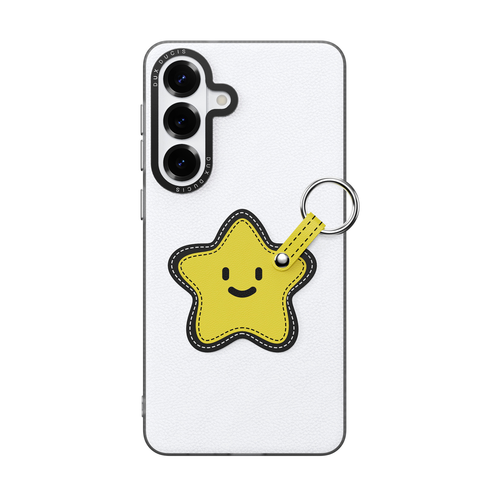 Samsung Galaxy S26 Ultra PU-leren backcover - 360° Ringhouder - Ster/Wit