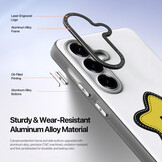 Samsung Galaxy S26 Ultra PU-leren backcover - 360° Ringhouder - Ster/Wit