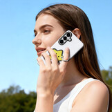 Samsung Galaxy S26 Ultra PU-leren backcover - 360° Ringhouder - Ster/Wit