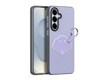 Dux Ducis Luvy Samsung Galaxy S26 Ultra PU-leren backcover hoes met ringhouder - Schelp/Lila