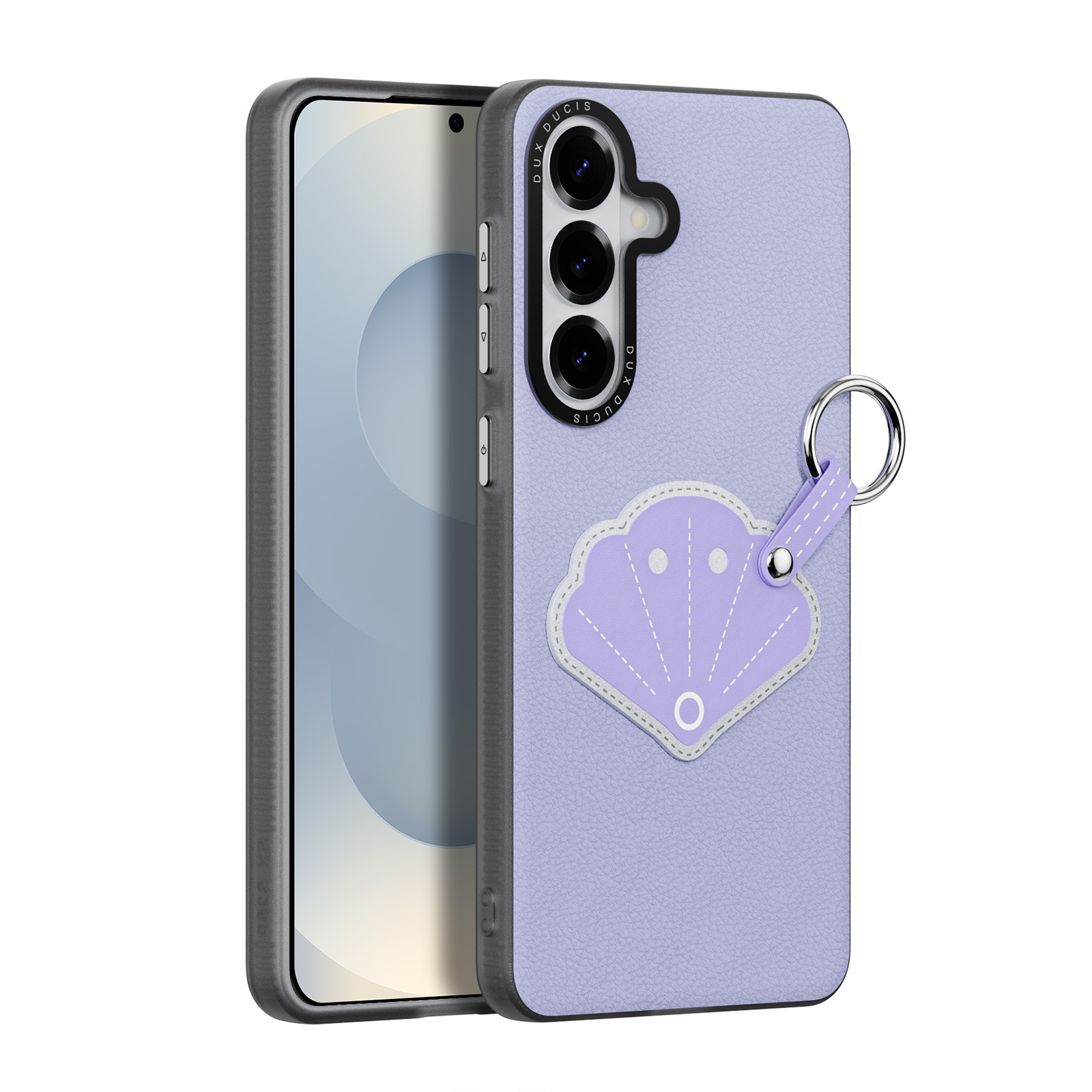 Dux Ducis Luvy Samsung Galaxy S26 Ultra PU-leren backcover hoes met ringhouder - Schelp/Lila