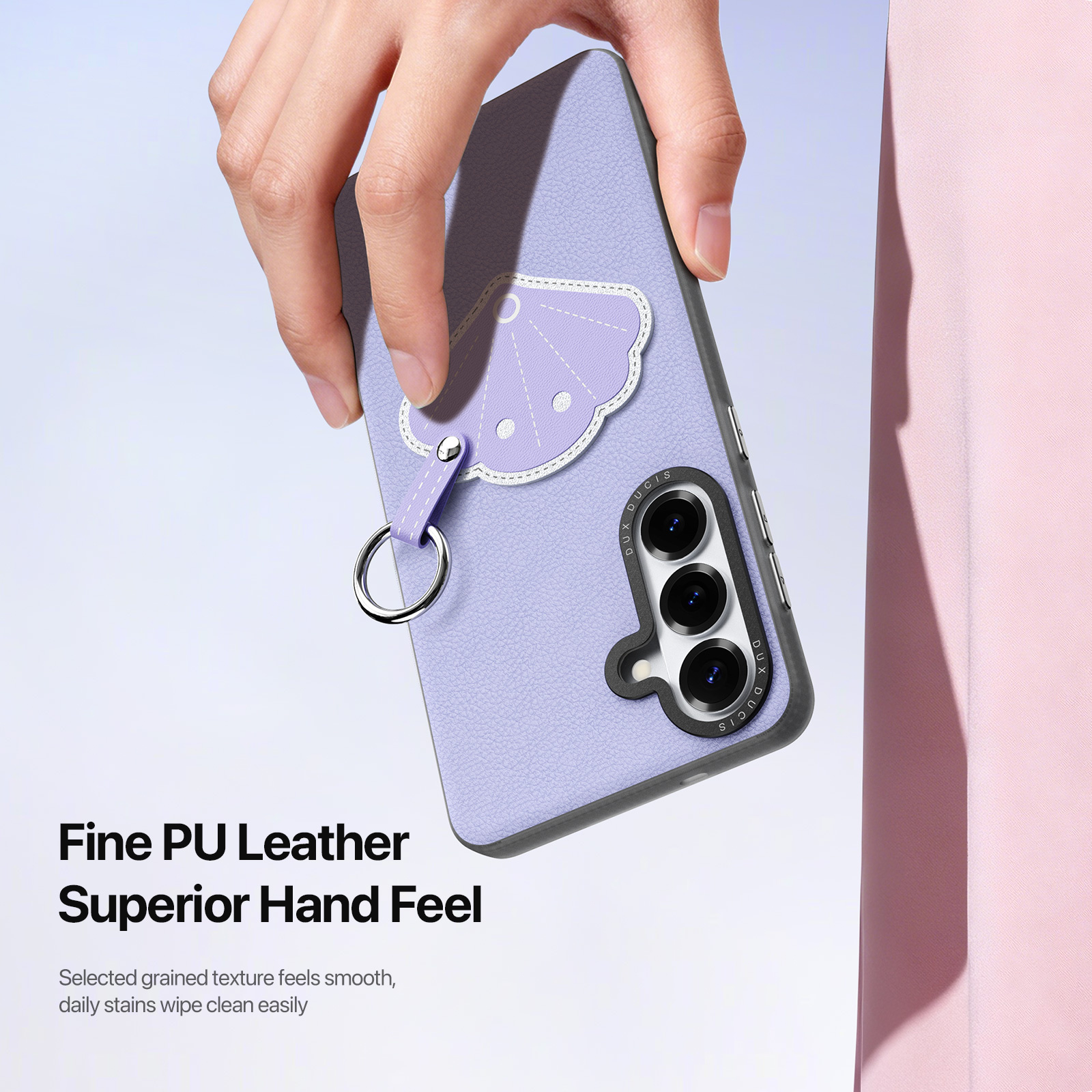 Samsung Galaxy S26 Ultra PU-leren backcover - 360° Ringhouder - Schelp/Lila