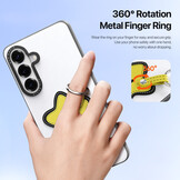 Samsung Galaxy S26 Plus PU-leren backcover - 360° Ringhouder - Ster/Wit