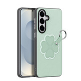 Samsung Galaxy S26 Plus PU-leren backcover - 360° Ringhouder - Klavertje/Groen