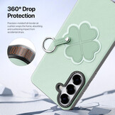 Samsung Galaxy S26 Plus PU-leren backcover - 360° Ringhouder - Klavertje/Groen