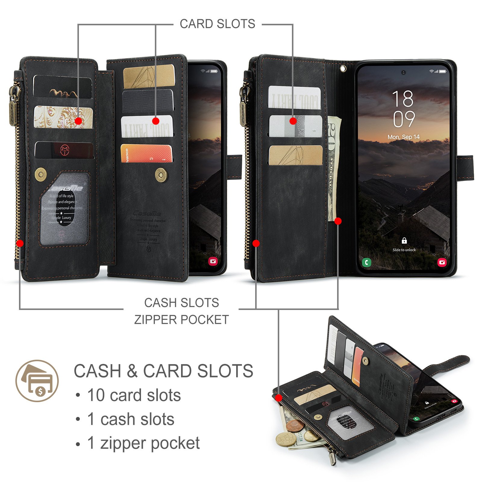 Samsung Galaxy S26 PU leren hoesje portemonnee - Zwart