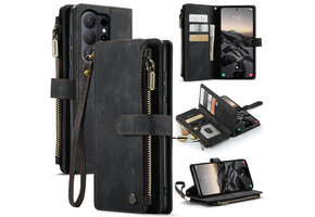 Caseme Samsung Galaxy S26 Ultra PU leren hoesje - portemonnee - Zwart