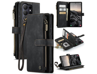 Caseme Samsung Galaxy S26 Ultra PU leren hoesje - portemonnee - Zwart