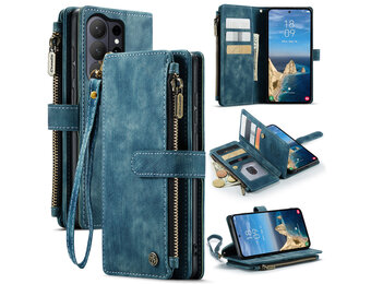 Caseme Samsung Galaxy S26 Ultra PU leren hoesje - portemonnee - Blauw
