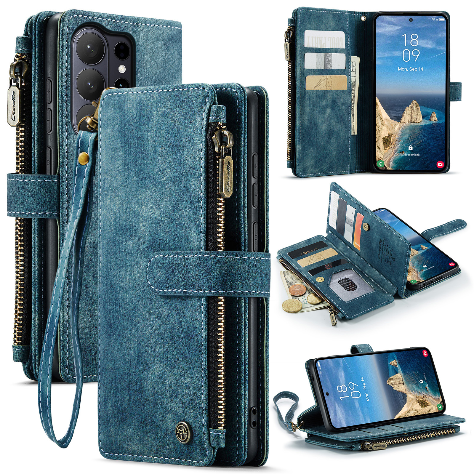 Caseme Samsung Galaxy S26 Ultra PU leren hoesje - portemonnee - Blauw