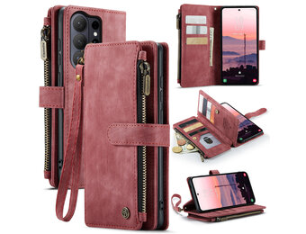 Caseme Samsung Galaxy S26 Ultra PU leren hoesje - portemonnee - Rood