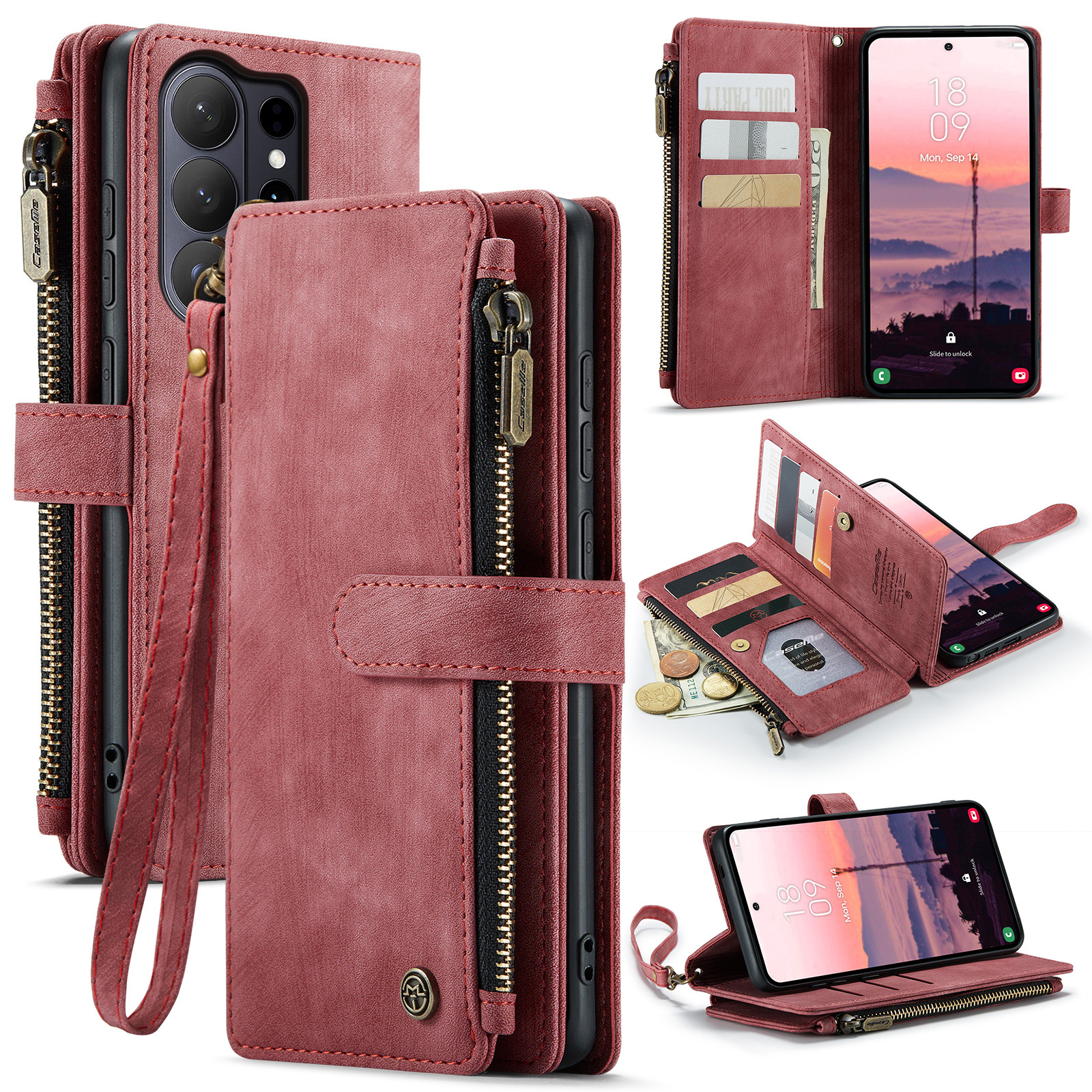 Caseme Samsung Galaxy S26 Ultra PU leren hoesje - portemonnee - Rood