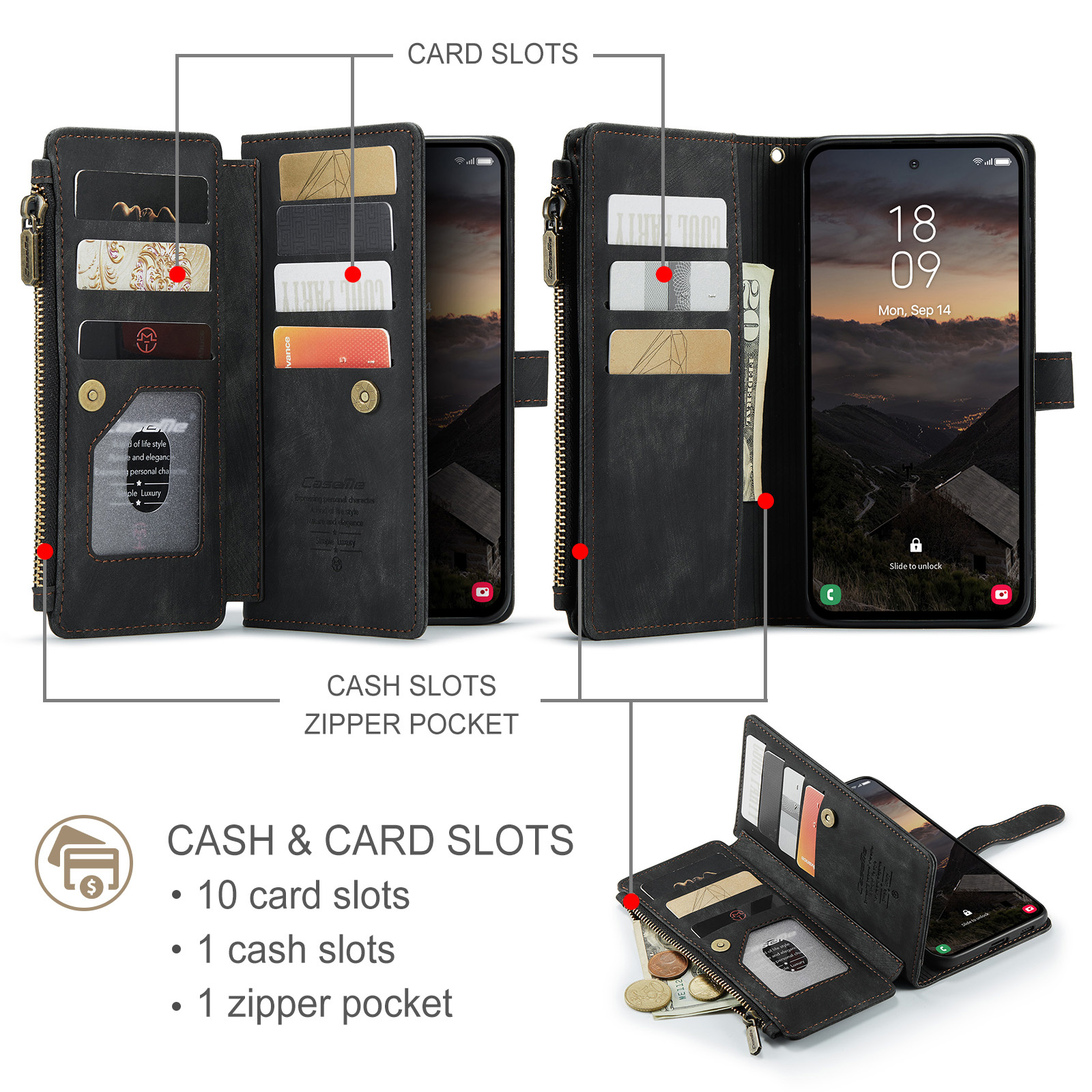 Samsung Galaxy S26 Plus PU leren hoesje portemonnee - Zwart