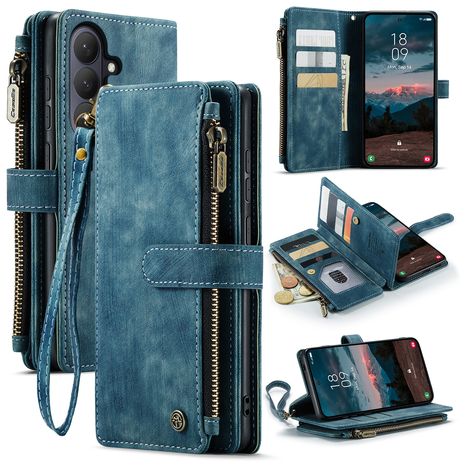 Caseme Samsung Galaxy S26 Plus PU leren hoesje - portemonnee - Blauw