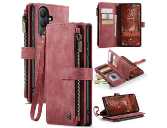 Caseme Samsung Galaxy S26 Plus PU leren hoesje - portemonnee - Rood