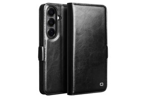 Qialino Samsung Galaxy S26 hoesje - Leren bookcase - Magnetische sluiting - Zwart