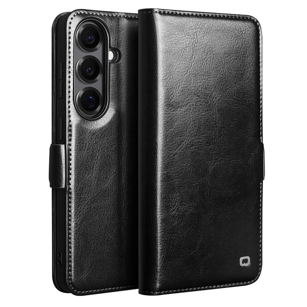 Qialino Samsung Galaxy S26 hoesje - Leren bookcase - Magnetische sluiting - Zwart