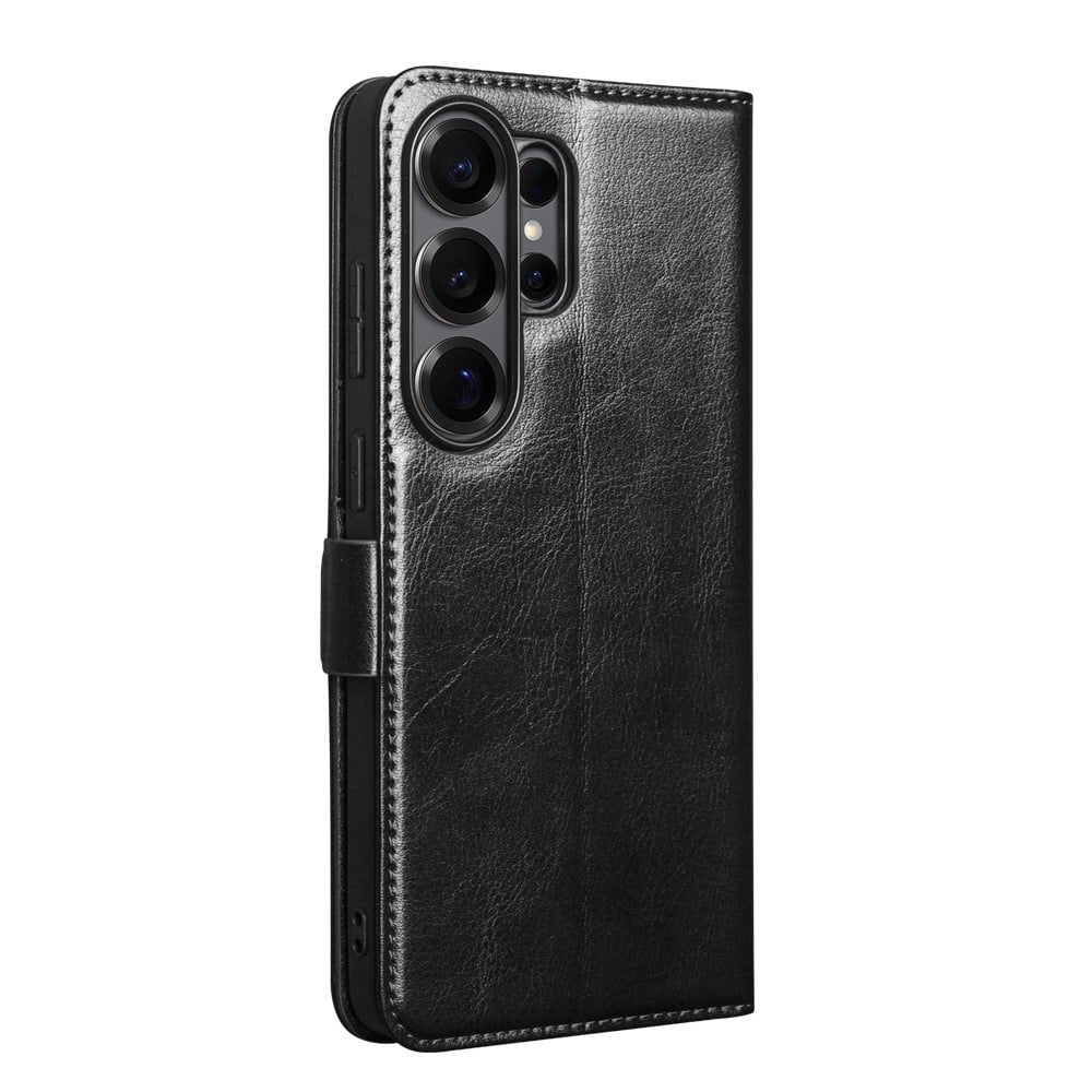 Samsung Galaxy S26 Ultra luxe echt leren bookcase hoesje - Magnetische sluiting - Zwart