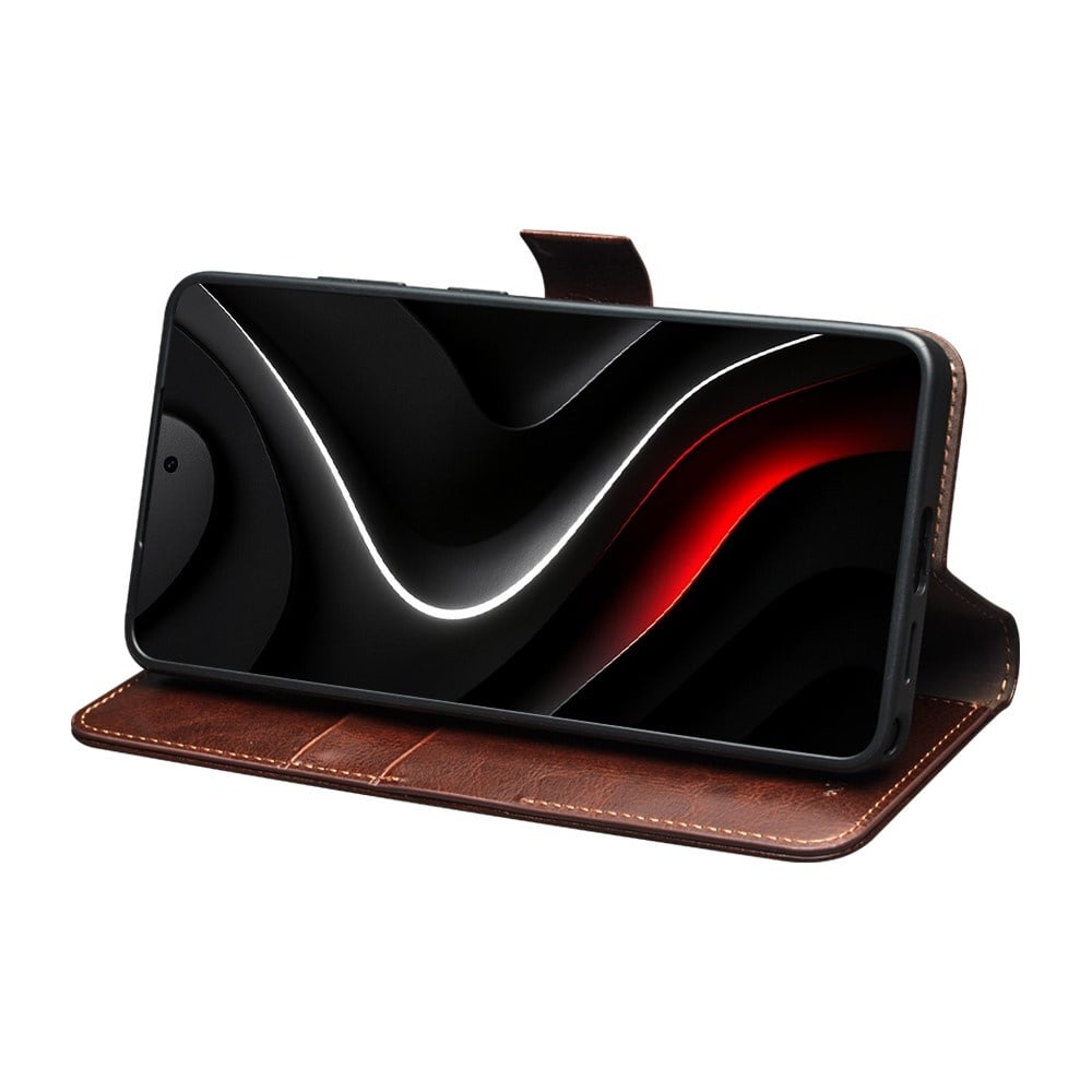 Samsung Galaxy S26 Ultra luxe echt leren bookcase hoesje - Magnetische sluiting - Donkerbruin