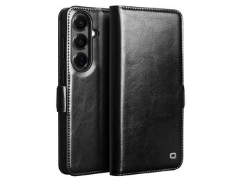 Qialino Samsung Galaxy S26 Plus hoesje - Leren bookcase - Magnetische sluiting - Zwart