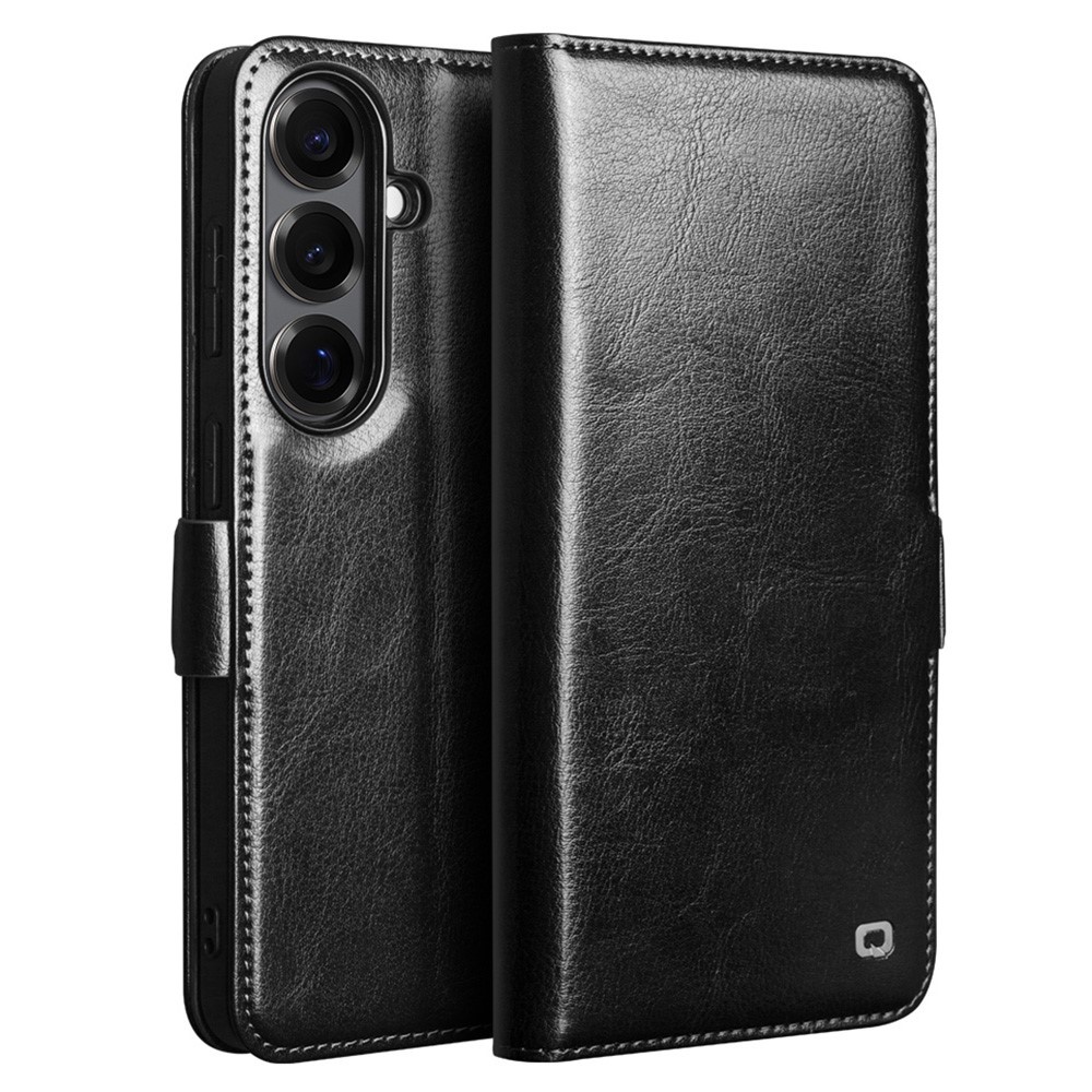 Qialino Samsung Galaxy S26 Plus hoesje - Leren bookcase - Magnetische sluiting - Zwart