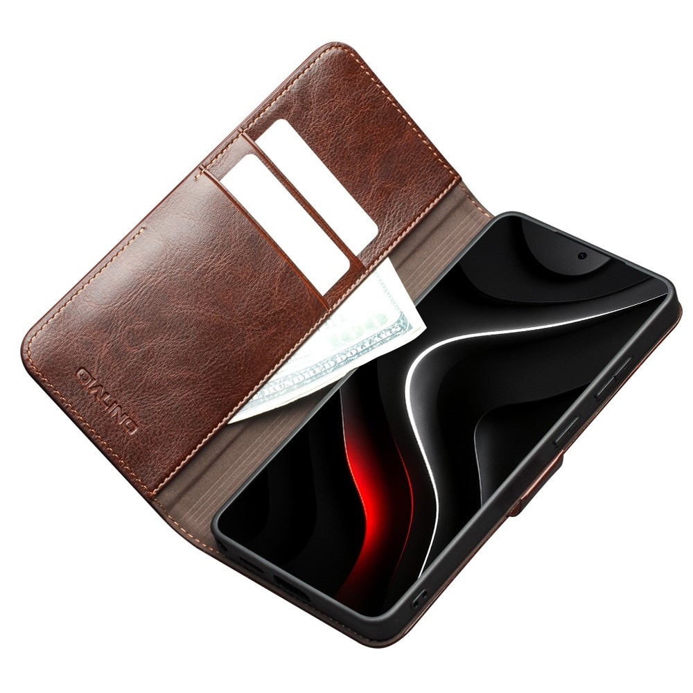 Samsung Galaxy S26 Plus luxe echt leren bookcase hoesje - Magnetische sluiting - Donkerbruin