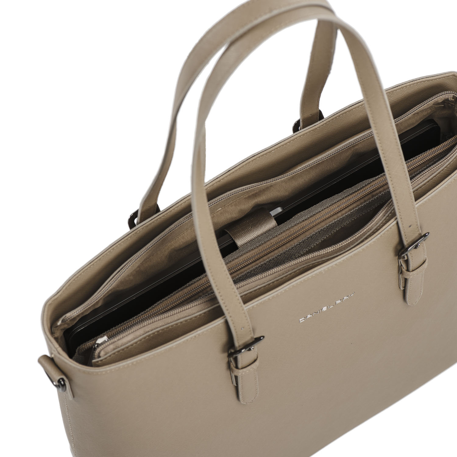 Lithgow Laptop Shopper - 15.6 inch Laptoptas - Kunstleer - Afneembare Schouderband - Beige